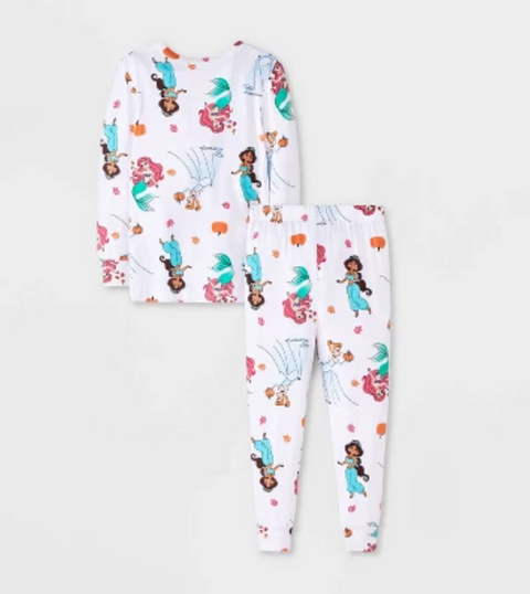 Disney Girl's White 2pc Disney Princess Printed Long Sleeve Pajama Set | Disney In Lebanon