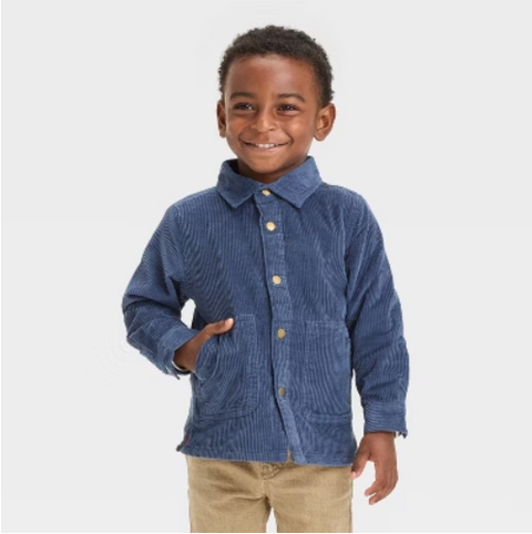 Cat & Jack Boy's Navy Blue Long Sleeve Corduroy Button-Up Shirt | Cat & Jack In Lebanon