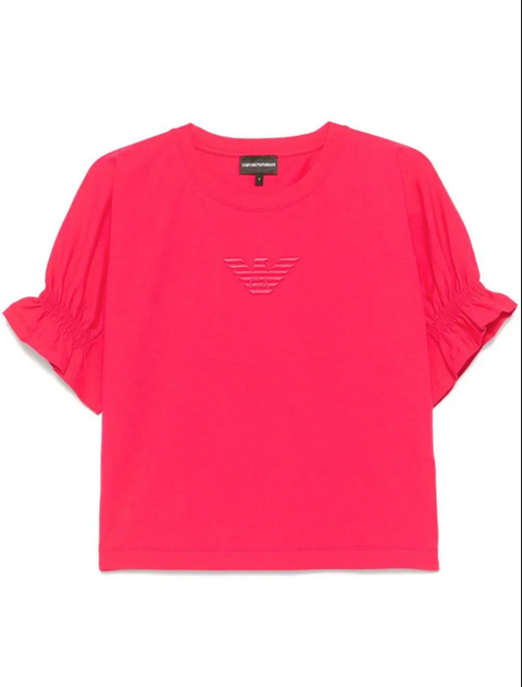 Emporio Armani Women's Fuchsia Logo-Embroidered Jersey T-Shirt | Emporio Armani In Lebanon
