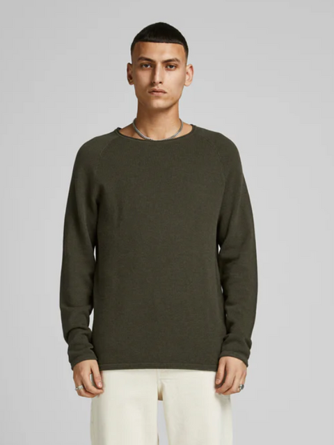Jack & Jones Men's Olive Green Long Sleeve Sweater  | Jack & Jones in Lebanon