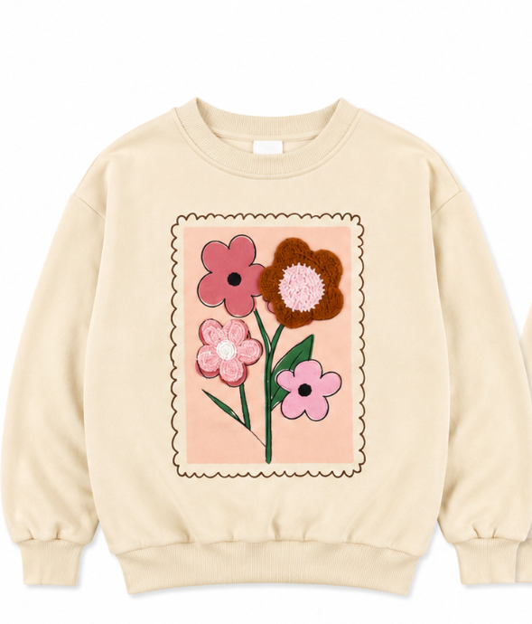 Zara Girl's Cream With Flowers Paris Printed Sweatshirts | Zara In Lebanon