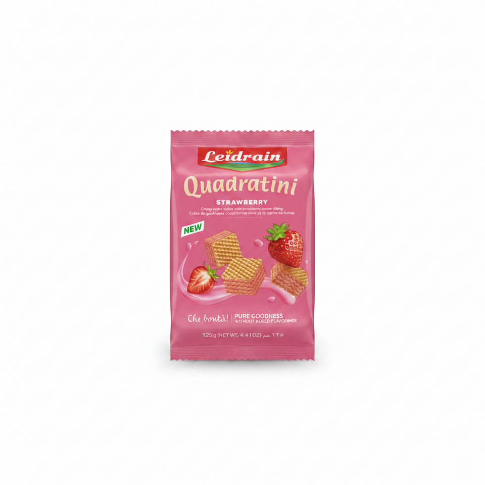 Quadratini Strawberry Wafer Cubes 125g