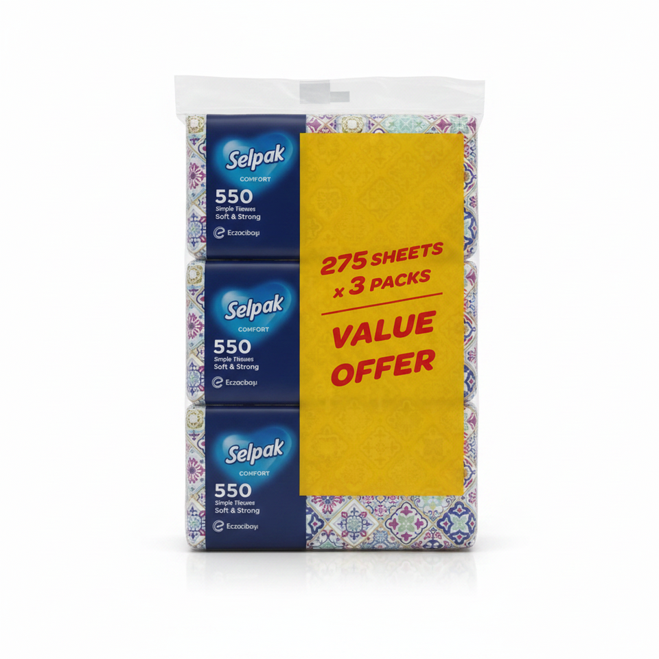 Selpak Comfort 275 Tissues x3 Packs Value Offer