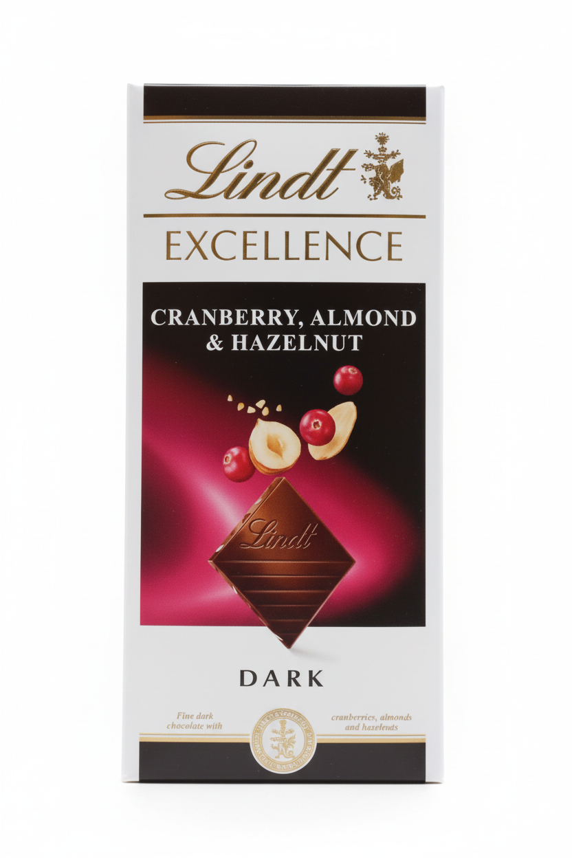 Lindt Excellence Cranberry Almond & Hazelnut Dark Chocolate Bar 100g