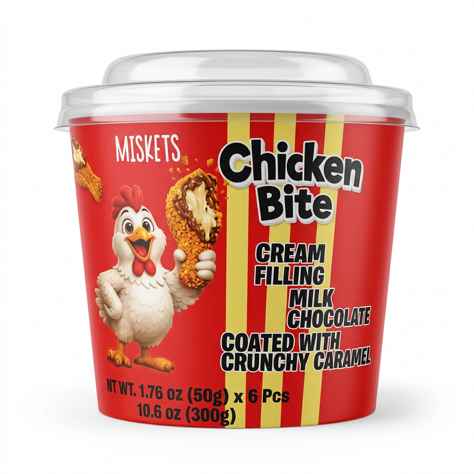 Miskets Chicken Bite Cream Filling Milk Chocolate Coated with Crunchy Caramel6 x 300g