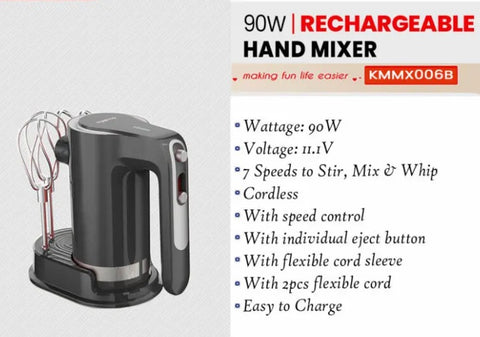 Decakila Cordless Hand Mixer 7 Speeds KMMX006B