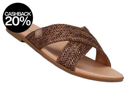 Draper James Women's Brown Alex Raffia Cross Strap Slipper | Draper James In Lebanon