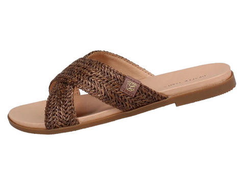 Draper James Women's Brown Alex Raffia Cross Strap Slipper | Draper James In Lebanon