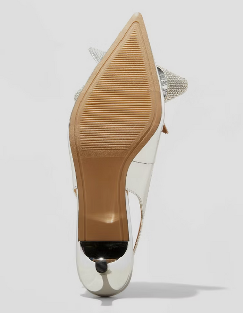A New Day Women's Silver Priscilla Rhinestone Bow Slingback Kitten Heels | A New Day In Lebanon