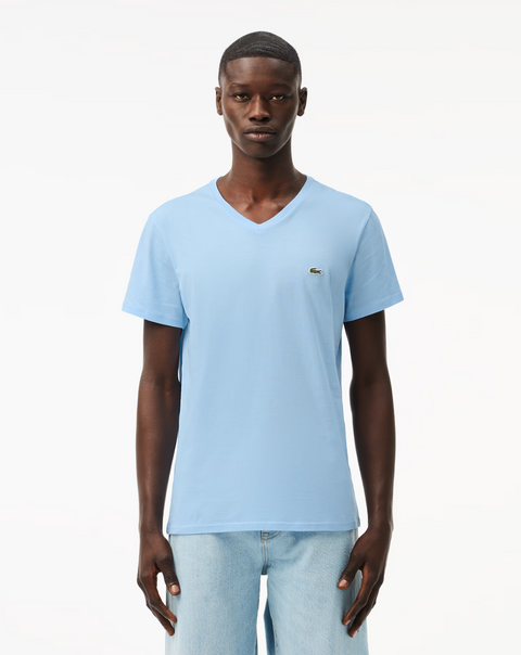 Lacoste Men's Light Blue V-neck Pima Cotton  T-Shirt  | Lacoste  in Lebanon