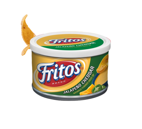 Fritos jalapeno cheddar container on a white background