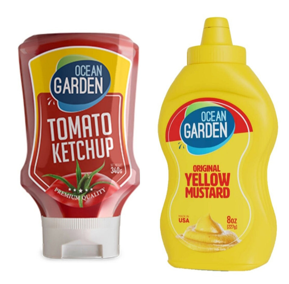 Ocean Garden Tomato Ketchup 340g + Original Yellow Mustard Squeeze 227g| Ocean Garden In Lebanon