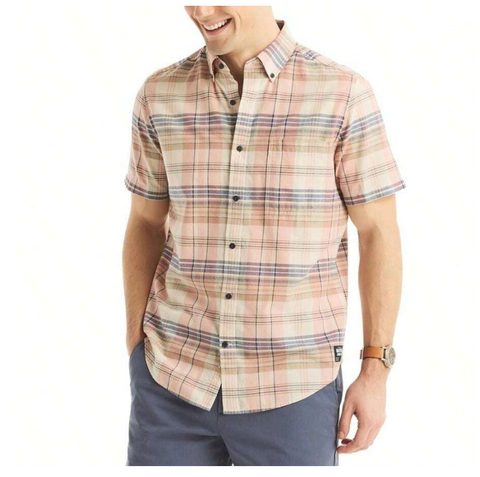 Nautica Men's Pinkclay Madra Plaid Shirt| Nautica  in Lebanon