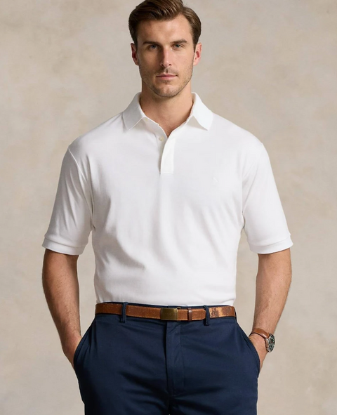 Polo Ralph Lauren Men's White Big & Tall Classic-Fit Cotton Mesh Polo T-Shirt | Polo Ralph Lauren in Lebanon