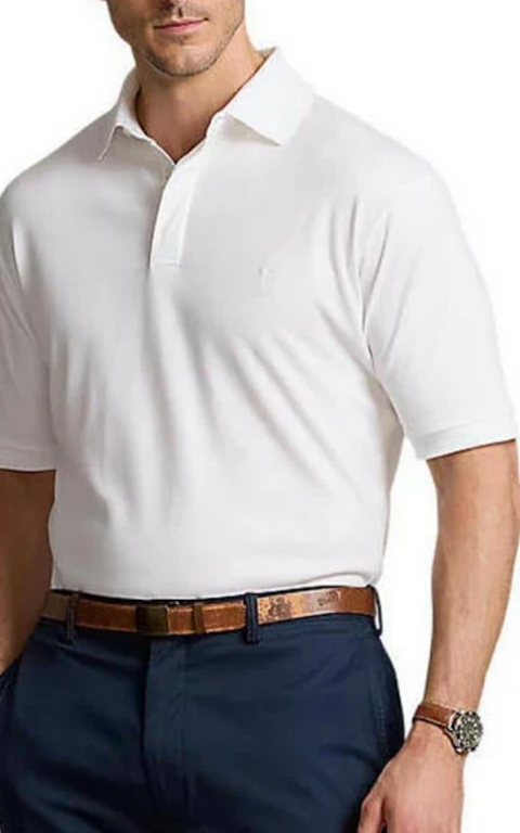 Polo Ralph Lauren Men's White Big & Tall Classic-Fit Cotton Mesh Polo T-Shirt | Polo Ralph Lauren in Lebanon