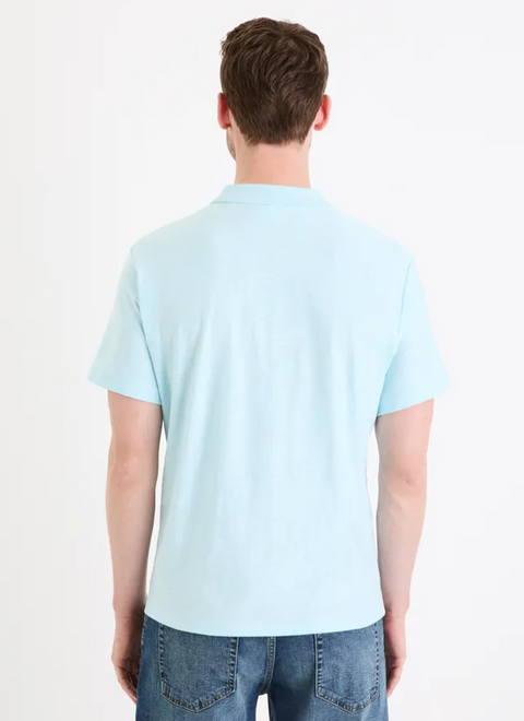 Celio Men's Baby Blue Solid Slim Fit Cotton Polo T-Shirt | Celio in Lebanon
