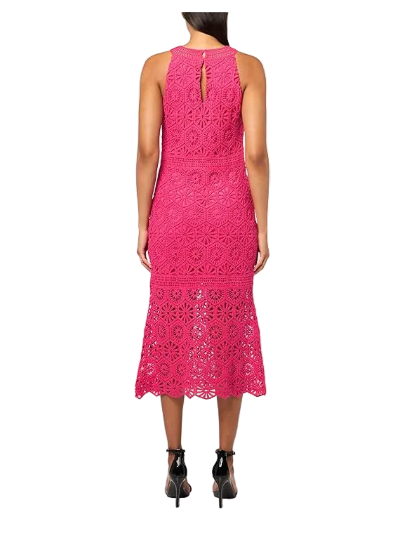 Guess Women's Fuchsia Nicki Crocheted Sleeveless Midi Dress | Guess In Lebanon