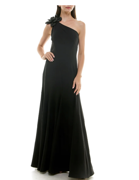 Taylor Women's Black Embellished Asymmetric One Shoulder Dress | Taylor In Lebanon