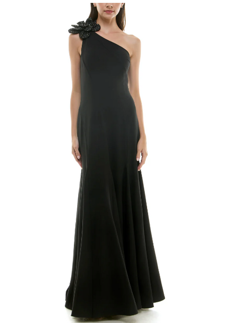 Taylor Women's Black Embellished Asymmetric One Shoulder Dress | Taylor In Lebanon