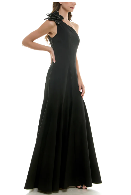 Taylor Women's Black Embellished Asymmetric One Shoulder Dress | Taylor In Lebanon