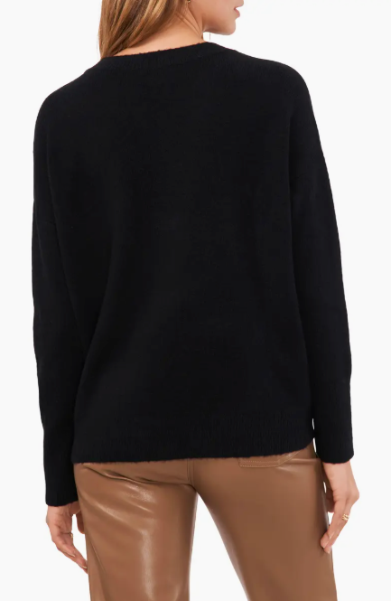 Vince Camuto Women's Black Dropped-Shoulder V-Neck Sweater | Vince Camuto In Lebanon