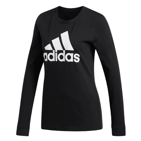 Adidas Women's Black Plus Size Classic Logo Long-Sleeve Cotton T-Shirt | Adidas In Lebanon