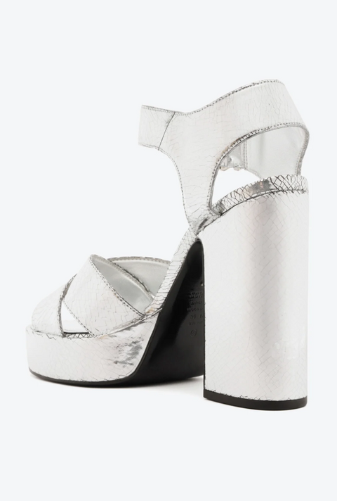 Schutz Women's Silver Penelope Heeled Sandal  | Schutz in Lebanon