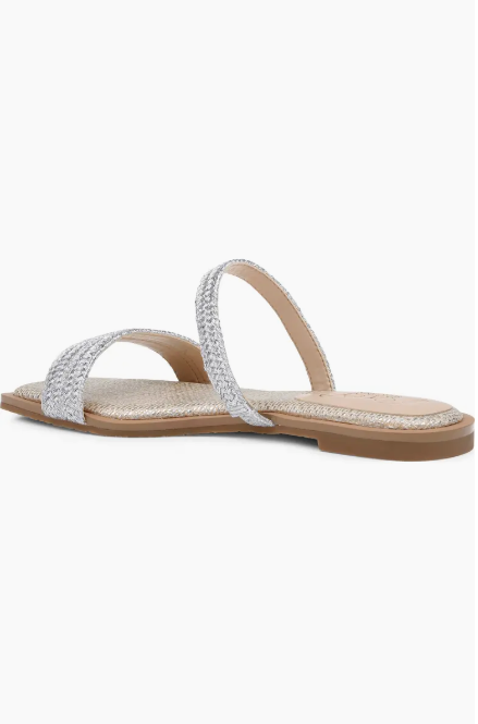 Jewel Badgley Mischka Women's Silver Helena Evening Flat Sandals | Jewel Badgley Mischka In Lebanon