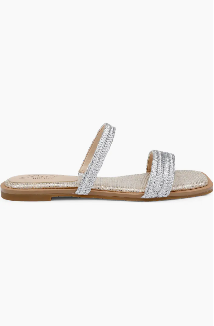 Jewel Badgley Mischka Women's Silver Helena Evening Flat Sandals | Jewel Badgley Mischka In Lebanon