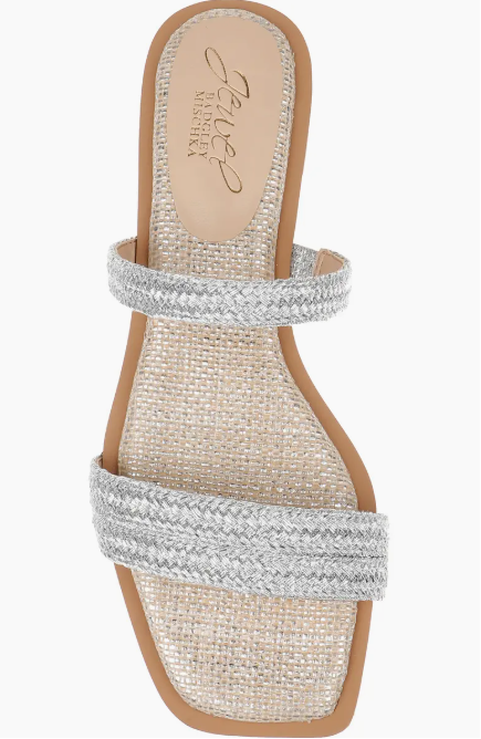 Jewel Badgley Mischka Women's Silver Helena Evening Flat Sandals | Jewel Badgley Mischka In Lebanon