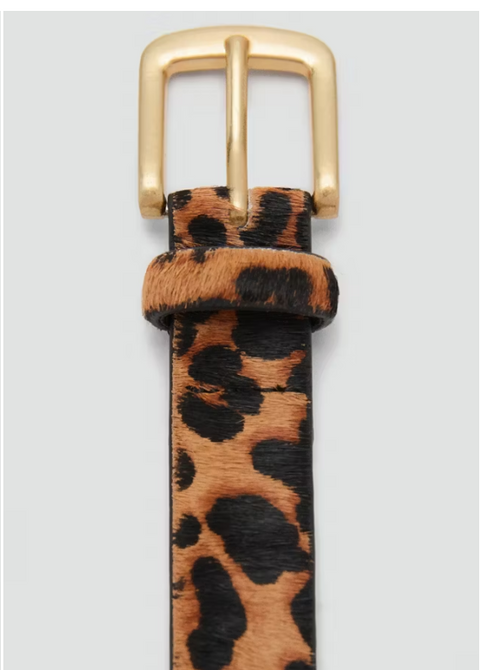 Mango Women's Dark Brown Leopard leather Belt| Mango in Lebanon