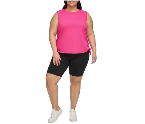 Calvin Klein Women's Fuchsia Plus Size Ruched Side Tie Blouse | Calvin Klein In Lebanon
