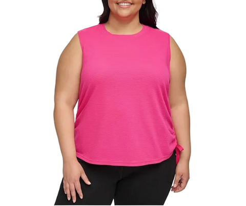Calvin Klein Women's Fuchsia Plus Size Ruched Side Tie Blouse | Calvin Klein In Lebanon