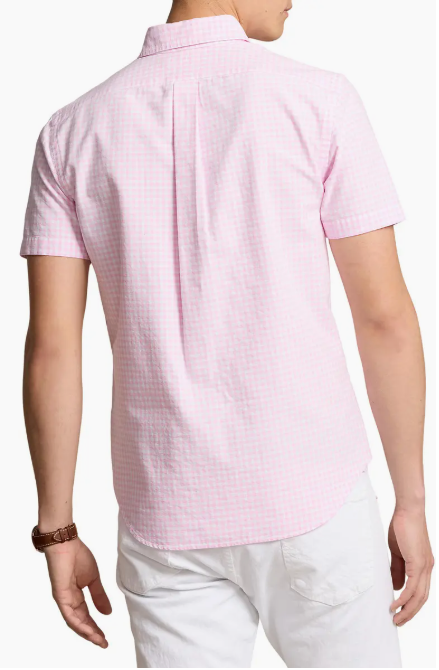 Polo Ralph Lauren Men's Pink & White Check Cotton Short Sleeve Button-Down Shirt | Polo Ralph Lauren In Lebanon