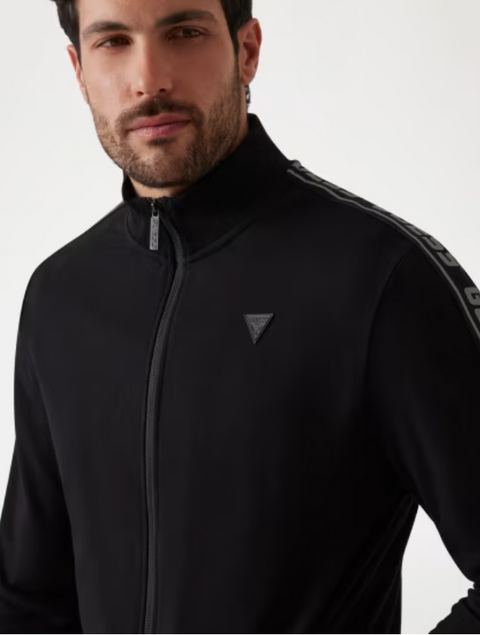 Guess  Men's Black Full Zip Jacket | Guess  in Lebanon