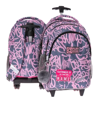 Play Remax Girl's Gray & Pink Trolly Bag 49x34x24 cm | Play Remax In Lebanon