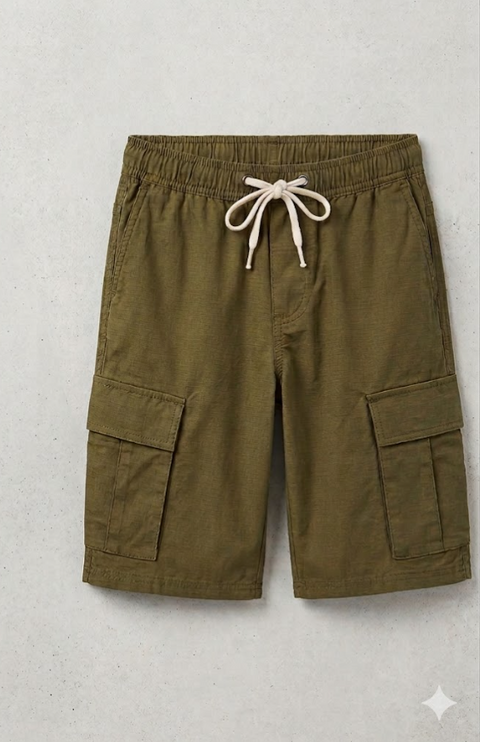 Redefined Rebel Men's Dark Olive Textured Cargo Short  |Redefined Rebel in Lebanon