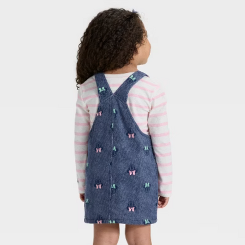 Disney  Baby Girl's Pink/Blue 2pc Minnie Mouse Long Sleeve T-Shirt and Knit Denim Dress | Disney in Lebanon