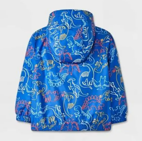 Cat & Jack Boy's Blue Dinosaur Printed Full Zip Windbreaker Jacket  | Cat & Jack in Lebanon