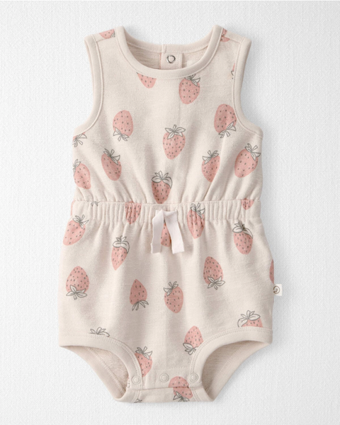 Carter's Baby Girl's Light Beige Little Planet Strawberry Printed Organic Cotton Romper | Carter's In Lebanon