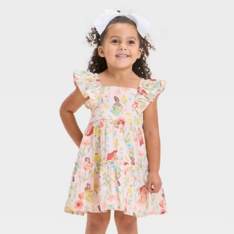 Disney Girl's Light Peach Princess Ariel Printed Dress | Disney In Lebanon