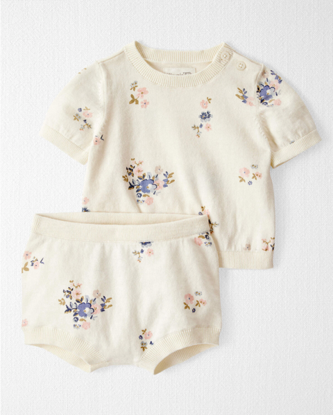 Carter's Baby Girl's Off White Little Planet 2-Piece Organic Cotton Floral-Print Short Set | Carter's In Lebanon