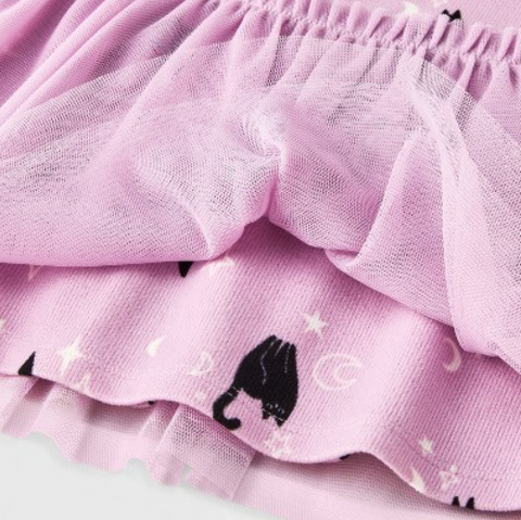 Cat & Jack Baby Girl's Lilac & Black Cat Witch Printed Long Sleeve Tulle Dress | Cat & Jack In Lebanon