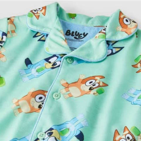 Bluey Boy's Green Printed 2 pcs Short Pajama Set | Bluey In Lebanon
