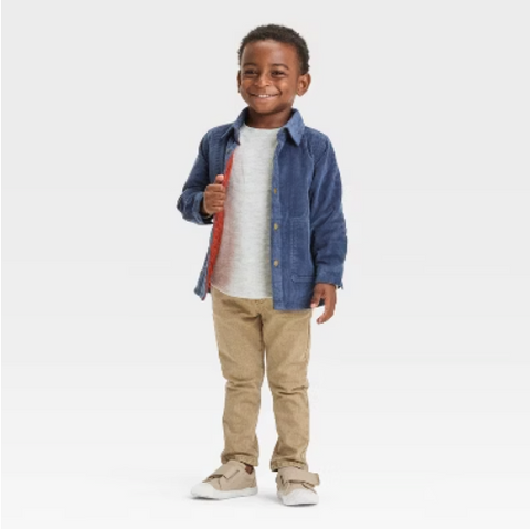 Cat & Jack Boy's Navy Blue Long Sleeve Corduroy Button-Up Shirt | Cat & Jack In Lebanon