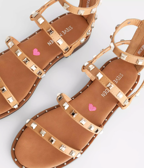 Steve Madden Girl's Tan Jtravel Studded Sandals | Steve Madden In Lebanon
