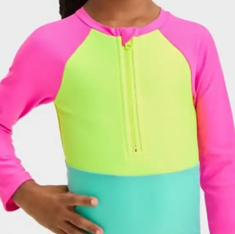 Cat & Jack  Girl's Yellow Pink Green Long Sleeve  Swimsuit  |Cat & Jack in Lebanon