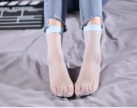 Bershka Women's Light Pink & Mint Green Pack Of 2 Pairs Mesh Socks | Bershka In Lebanon