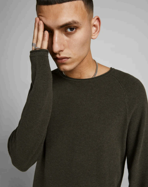 Jack & Jones Men's Olive Green Long Sleeve Sweater  | Jack & Jones in Lebanon
