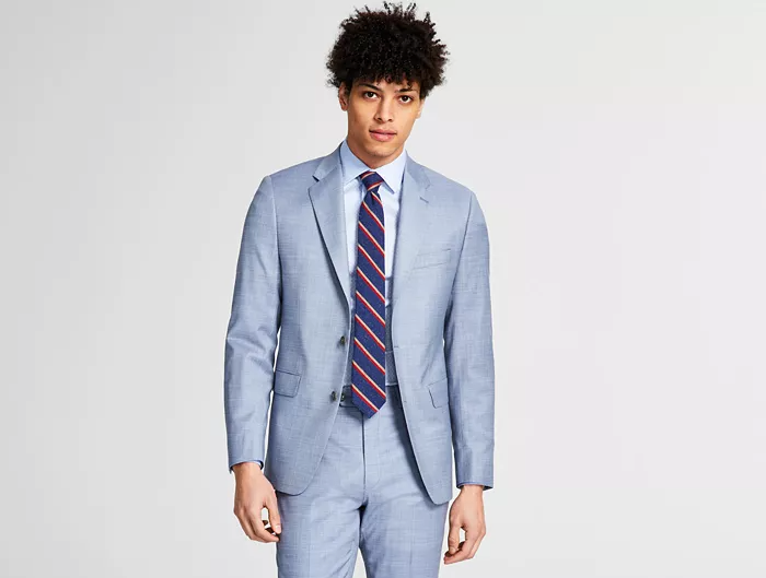 Calvin Klein Men's Light Blue Wool-Blend Infinite Stretch Suit Jacket | Calvin Klein In Lebanon